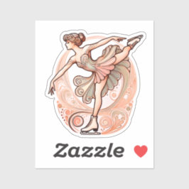 Prachtige Art Nouveau kunstschaatser Sticker
