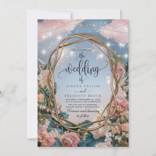 Prachtige Art Nouveau thema bruiloft Kaart (Voorkant)