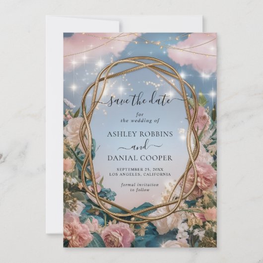 Prachtige Art Nouveau thema Save the Date Kaart (Voorkant)