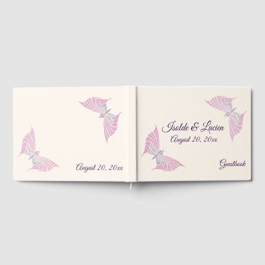 Prachtige Art Nouveau vlinders bruiloft Gastenboek (Volledig)