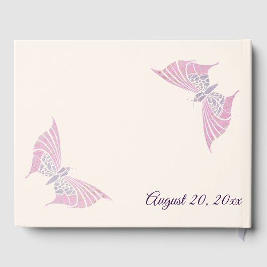 Prachtige Art Nouveau vlinders bruiloft Gastenboek (Achterkant)