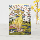 Prachtige Art Nouveau Wenskaarten Kaart (Gele Bloem)
