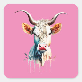 Prachtige artistieke Koe Vierkante Sticker