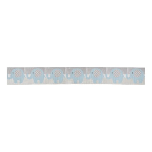 Prachtige Baby olifant in blauw Grosgrain Lint (Voorkant)