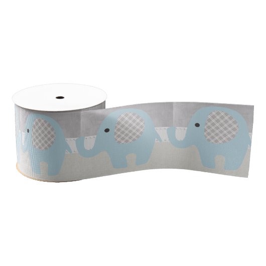 Prachtige Baby olifant in blauw Grosgrain Lint (Spoel)