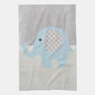 Prachtige Baby olifant in blauw Theedoek