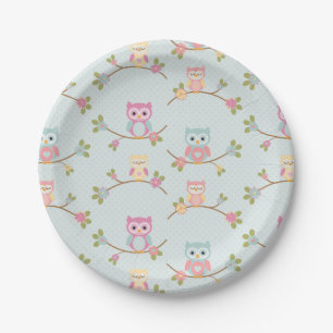 Prachtige Baby Owl Patroon Papieren Bordje