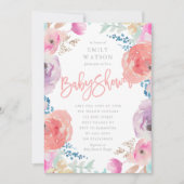 Prachtige Baby shower Uitnodiging Floral Waterverf (Voorkant)