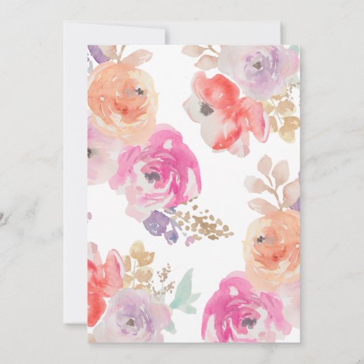 Prachtige Baby shower Uitnodiging Floral Waterverf (Achterkant)