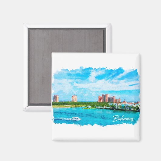 Prachtige Bahama's Caribische vakantie landschap Magneet (Voorkant / Achterkant)