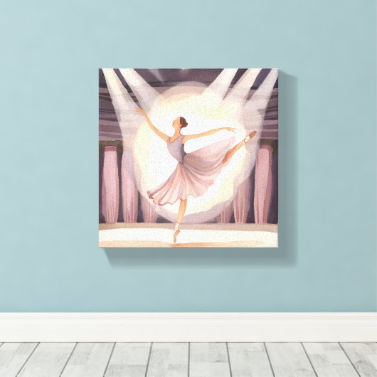 Prachtige ballerina | Ballet Arts Dans Waterverf Canvas Afdruk (Insitu (Houten vloer))