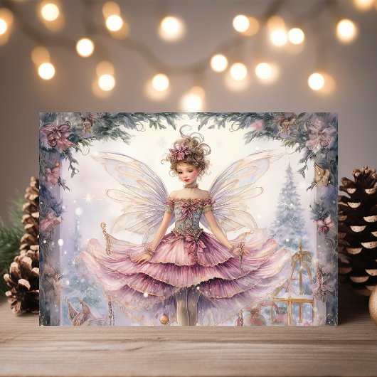 Prachtige Ballerina Sugarplum Fairy Kerstmis Feestdagen Kaart