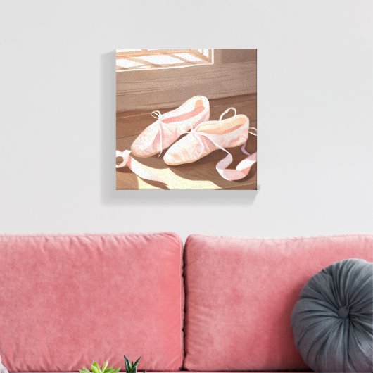 Prachtige balletschoentjes | roze canvas afdruk (Insitu (Woonkamer))