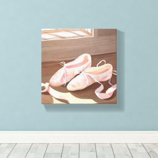 Prachtige balletschoentjes |  roze canvas afdruk (Insitu (Houten vloer))