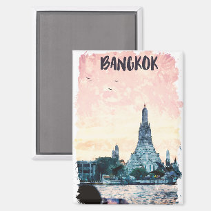 Prachtige Bangkok Thailand City Sunset Waterverf Magneet