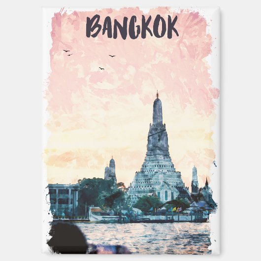Prachtige Bangkok Thailand City Sunset Waterverf Magneet (Voorkant)