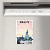 Prachtige Bangkok Thailand City Sunset Waterverf Magneet (Insitu (Vaatwasser))