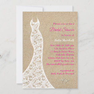 Prachtige beach Bridal Shower Invitation in Pink Kaart