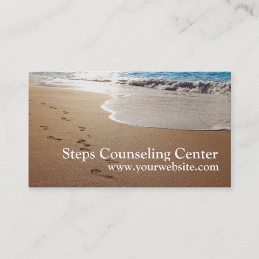 Prachtige Beach Foot Prints Counseling Center Visitekaartje (Voorkant)
