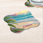 Prachtige Beach Ocean Waves Zand Palm Bomen Kartonnen Onderzetters (Gekanteld)