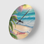 Prachtige Beach Ocean Waves Zand Palm Bomen Ronde Klok (Hoek)