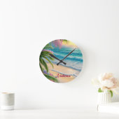 Prachtige Beach Ocean Waves Zand Palm Bomen Ronde Klok (Huis)