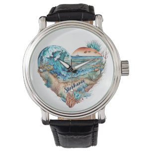Prachtige Beach Sand Ocean Palm Trees Horloge