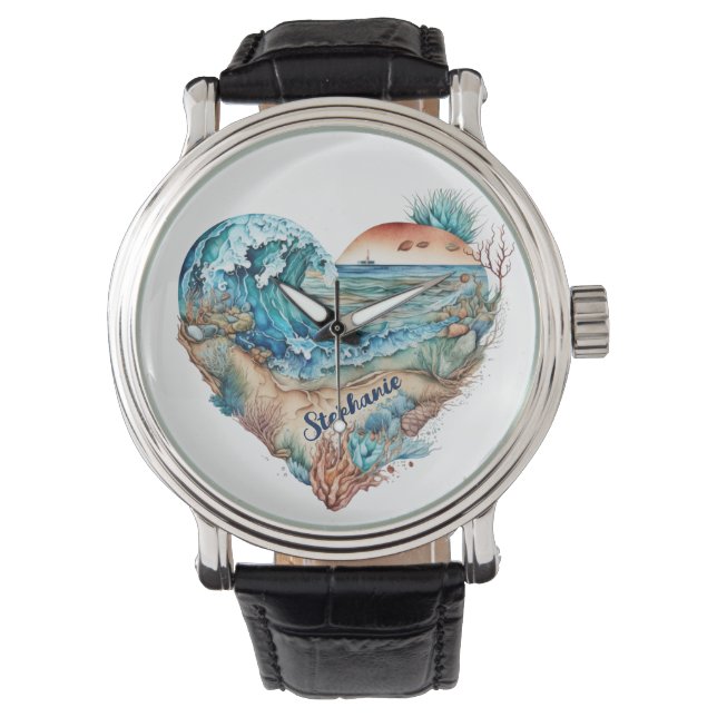 Prachtige Beach Sand Ocean Palm Trees Horloge (Voorkant)