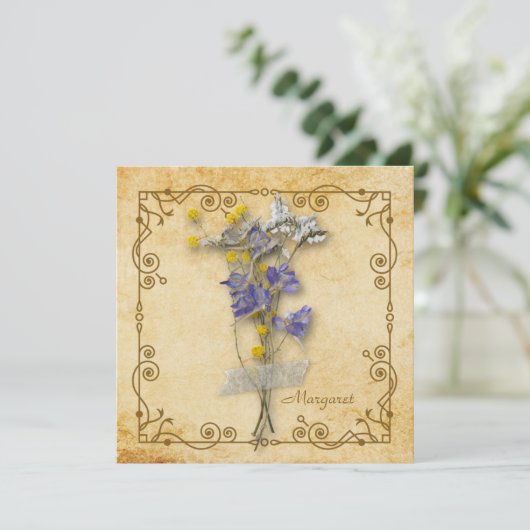  prachtige beige bloemen met naam (Staand voorkant)