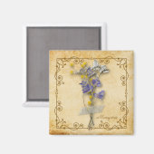  prachtige beige bloemen met naam magneet (Voorkant / Achterkant)