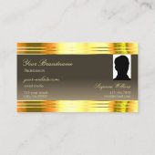 Prachtige Beige Bruin Goud Grenzen Monogram Foto Visitekaartje (Achterkant)