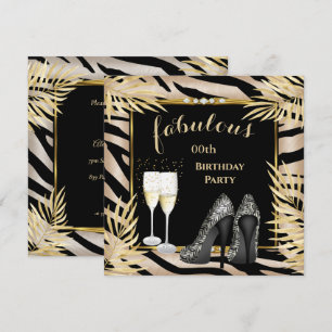 Prachtige Beige Gouden Palmen zebra Champagne Fees Kaart