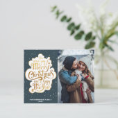 Prachtige belettering foto kerstvakantie briefkaart (Staand voorkant)