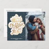 Prachtige belettering foto kerstvakantie briefkaart (Voorkant / Achterkant)