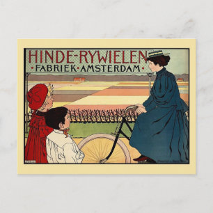 Prachtige belle époque Nederlandse  fiets Briefkaart