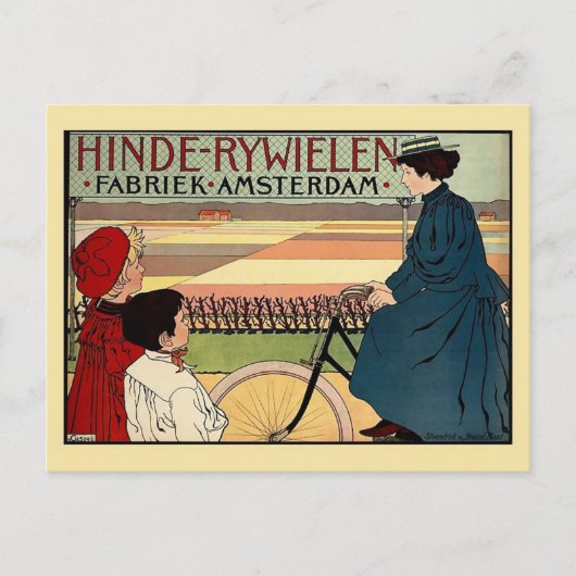 Prachtige belle époque Nederlandse  fiets Briefkaart (Voorkant)