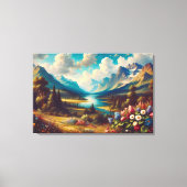 Prachtige bergen en een magische rivier canvas afdruk (Voorkant)