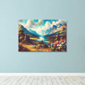 Prachtige bergen en een magische rivier canvas afdruk (Insitu (Houten vloer))