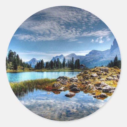 Prachtige Bergen Meadows Lake Scene Stickers (Voorkant)