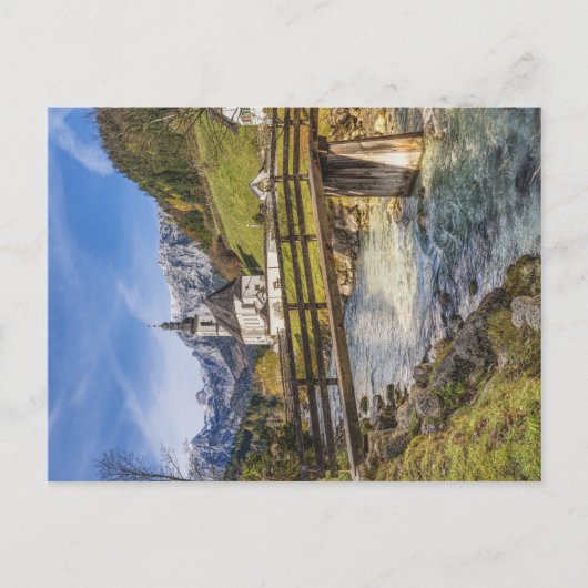 Prachtige bergen met kerk briefkaart (Voorkant)