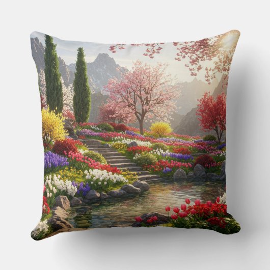 Prachtige bergtuin kussen (Achterkant)
