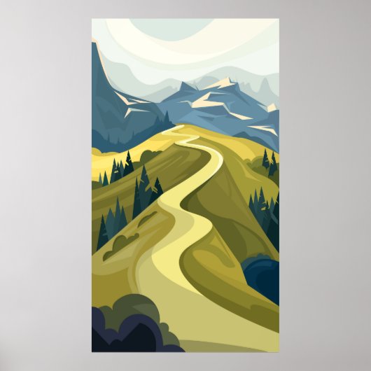 Prachtige bergweg poster (Voorkant)