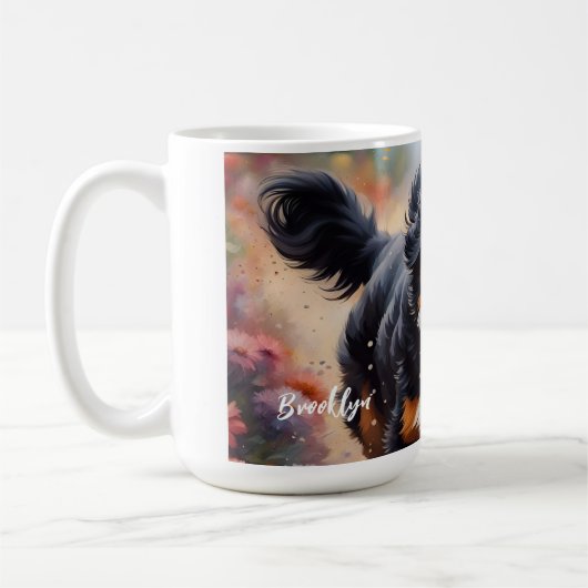 Prachtige Berner Berg Hond & Bloemen Koffiemok (Links)