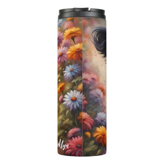 Prachtige Berner Berg Hond & Bloemen Thermosbeker (Achterkant)