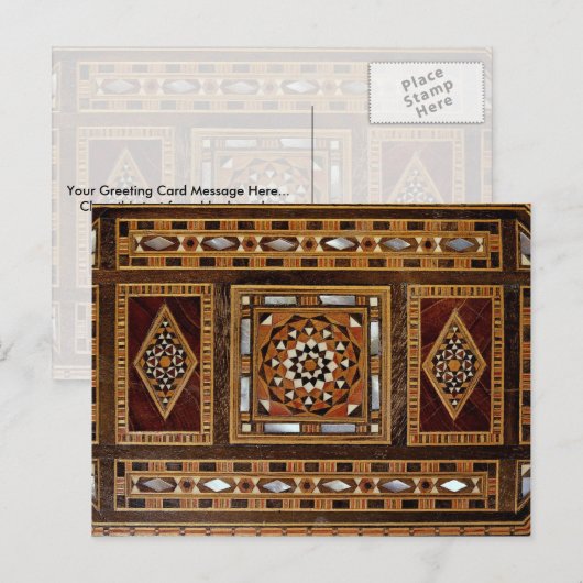 Prachtige beroemde moeder-van-pearl inlay-werk, Da Briefkaart (Voorkant / Achterkant)