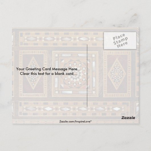 Prachtige beroemde moeder-van-pearl inlay-werk, Da Briefkaart (Achterkant)