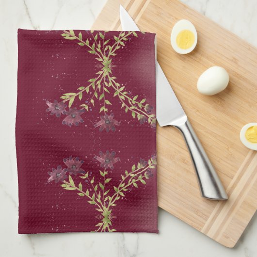 Prachtige Berry Kleur Bloemen Keuken Theedoek (Quarter Fold)