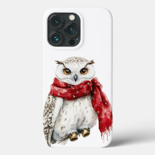 Prachtige besneeuwde witte uil met rode sjaal Case-Mate iPhone case