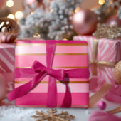 Prachtige bessen roze en goud gestreept cadeaupapier