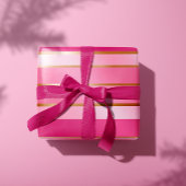 Prachtige bessen roze en goud gestreept cadeaupapier
